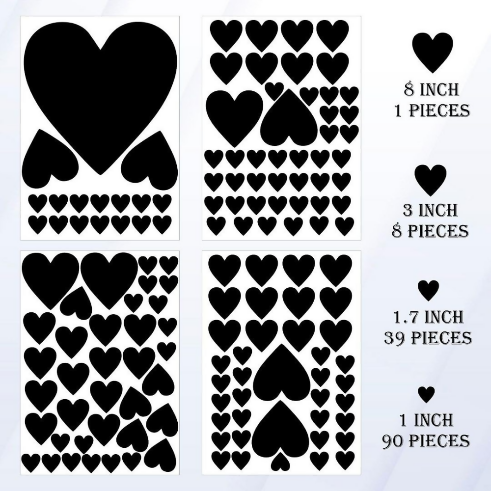CVANU Cute Loving Heart Shape Pattern Vinyl Wall Art Self-Adhesive Durable Stickers - Dista