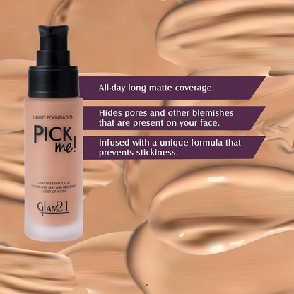 Glam21 Pick Me Matte Foundation - Amber - Distacart
