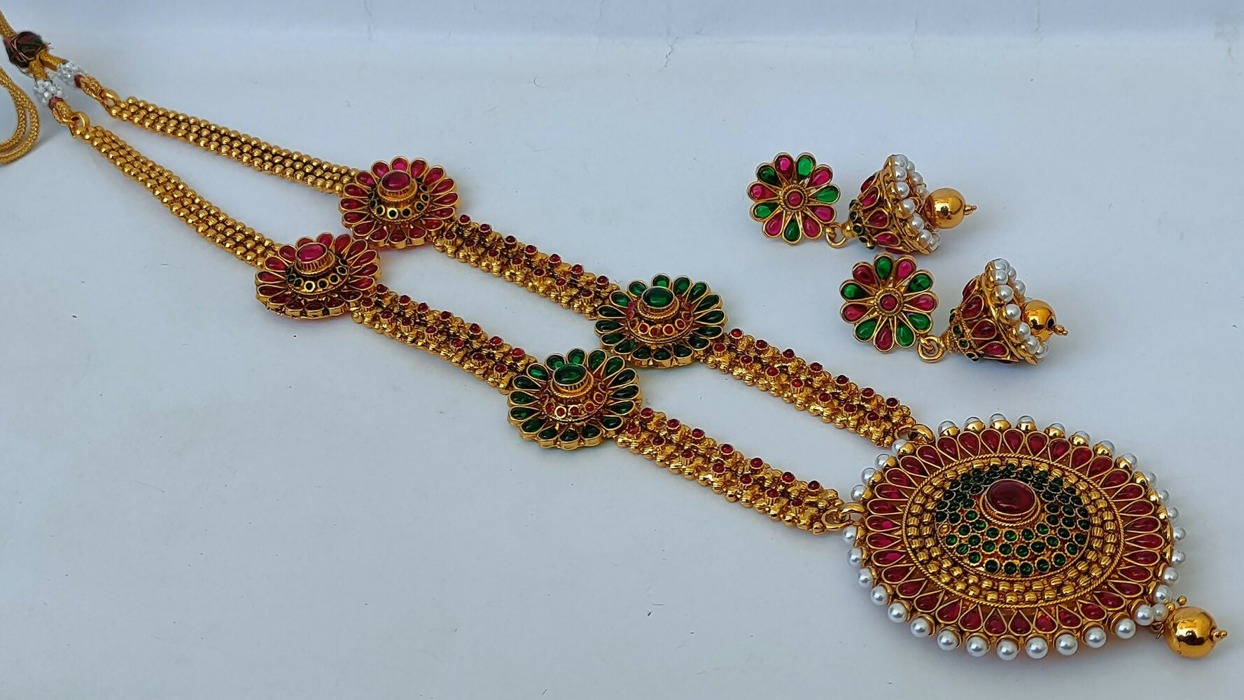Traditional Multicolor Kemp Long Necklace Set - Distacart