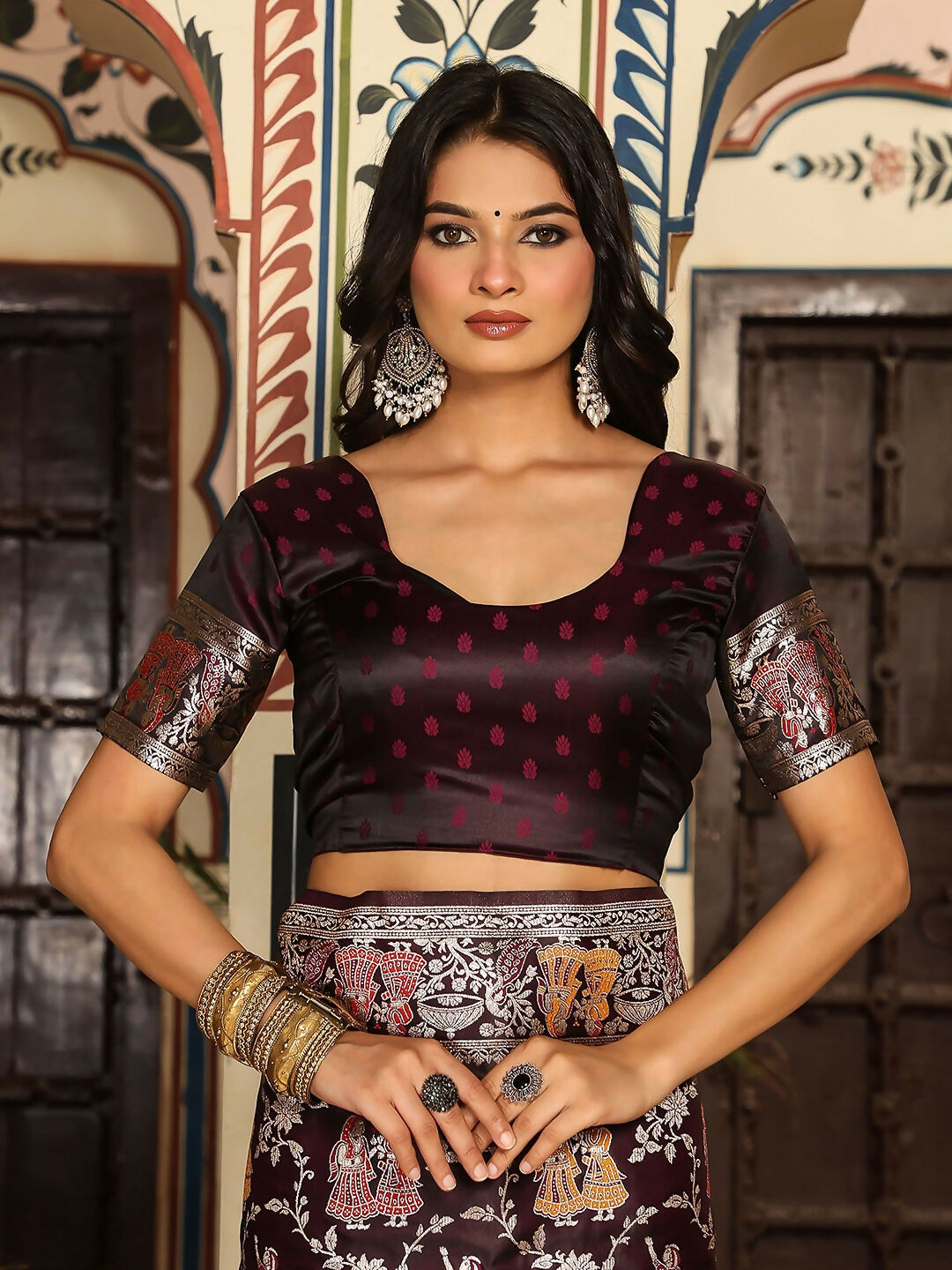 Astita Wine Silk Saree