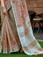 Thumbnail for Astita Linen Brown Saree