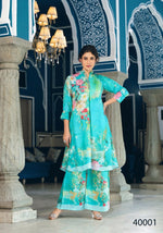 Thumbnail for Designer Stylish Sky Pure Muslin Stitched Suit - Apoorva - Distacart