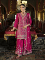 Thumbnail for Aarshi Fashions Pink Chinon Silk Full Stitched Wedding Suits