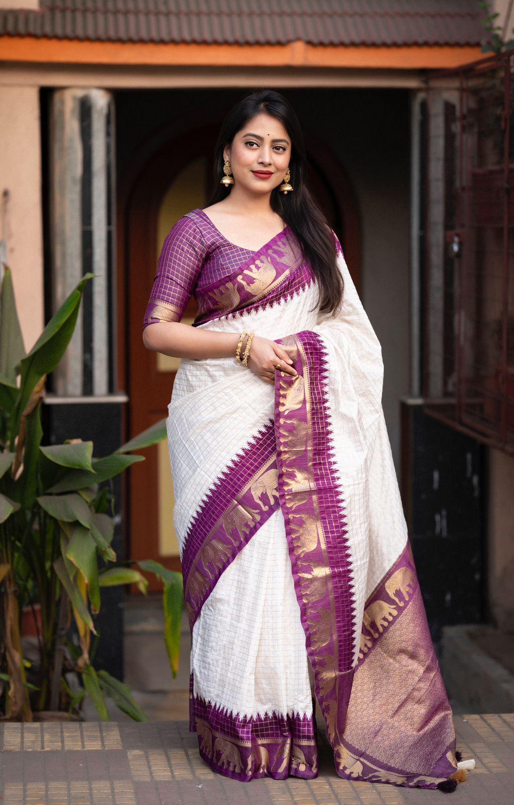 Lavender Silk Zari Woven Saree with Unstitched Blouse - Hiral Fashion - Distacart