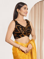 Thumbnail for Joban Fashion Mustard Organza Padded Blouse With Sweetheart Neck Sleeveless