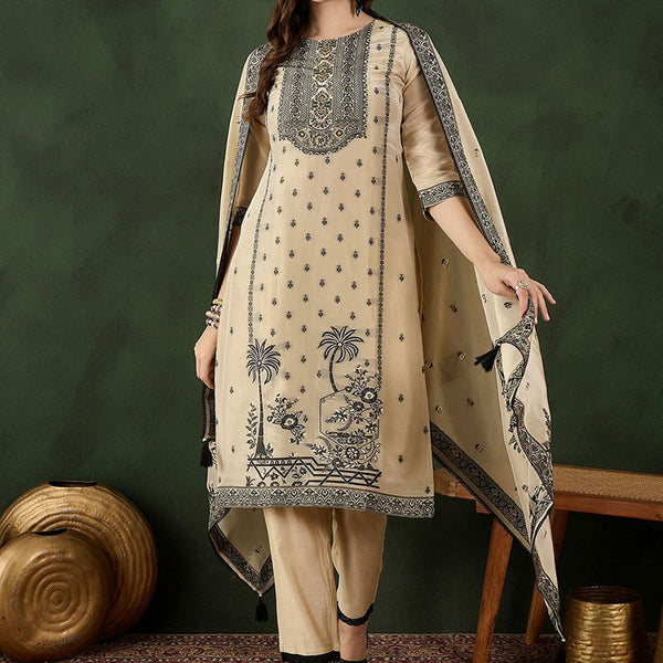 Sangria Embroidered Kurta & Trouser With Dupatta - Distacart