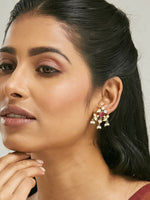 Thumbnail for Nuyug 22K Gold-Plated Elegant Kundan & Ruby Stone Studded & Beaded Studs