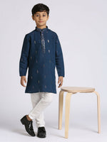 Thumbnail for Joban Fashion Kids Island Traditional Ethnic Wear with Silk Sequence Embroidery Full Sleeves Kurta and Pyjama Set - Blue - Distacart