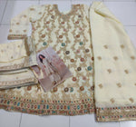 Thumbnail for Anaita White Heavy Fox Georgette Stitched Suit with Sequence Work - Distacart