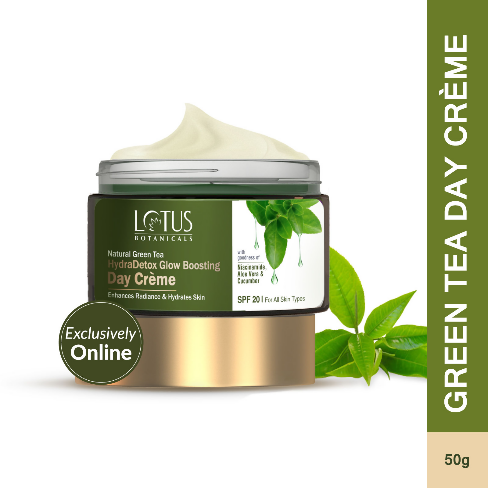 Lotus Botanicals Natural Green Tea Hydradetox Glow Boosting Day Cream Spf 20 - Distacart