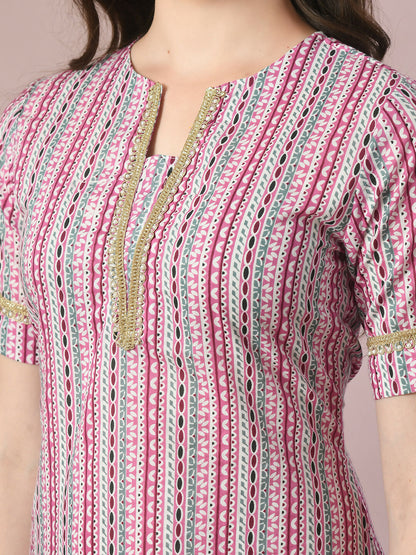 Myshka Women's Multi Printed Cotton Straight Party Kurta Set - Distacart