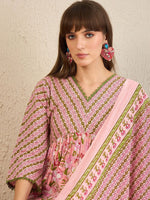 Thumbnail for Indo Era Floral Printed Empire Pure Cotton A-Line Kurta With Trousers & Dupatta