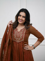 Thumbnail for The52 Women's Beautiful Cotton Fabric Embroidery Work Straight Kurta Pant and Dupatta Set - Distacart
