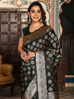 Thumbnail for Astita Dark Green Silk Saree