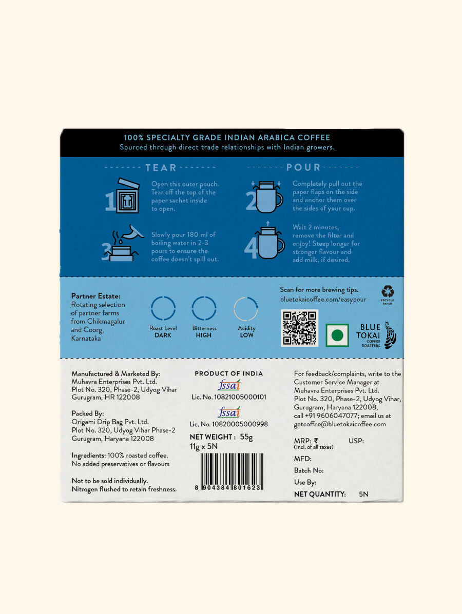 Blue Tokai Vienna Dark Roast Easy Pour Sachets - Distacart