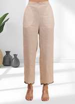 Thumbnail for Joban Fashion Beige Linen Embroidered Readymade Long Kurta With Pant - Distacart