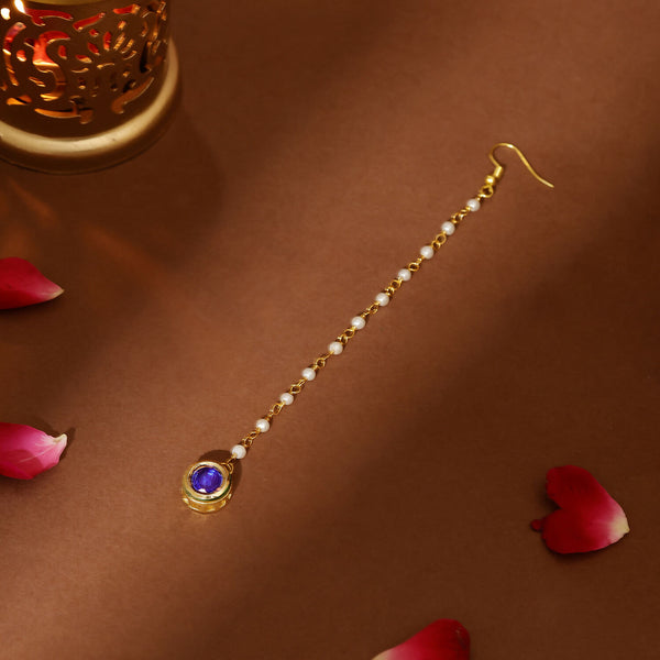 Ruby Raang Blue Meenakari Kundan Maang Tikka