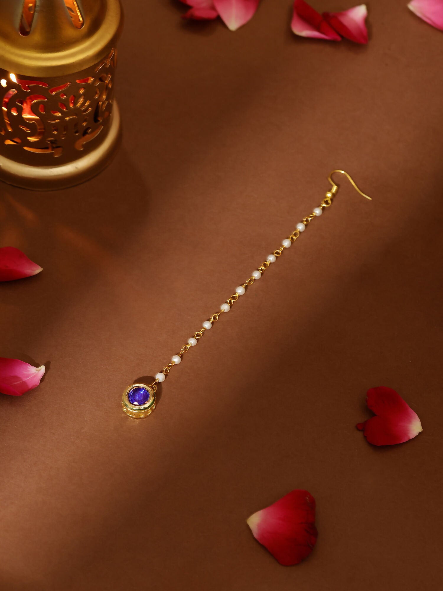 Ruby Raang Blue Meenakari Kundan Maang Tikka