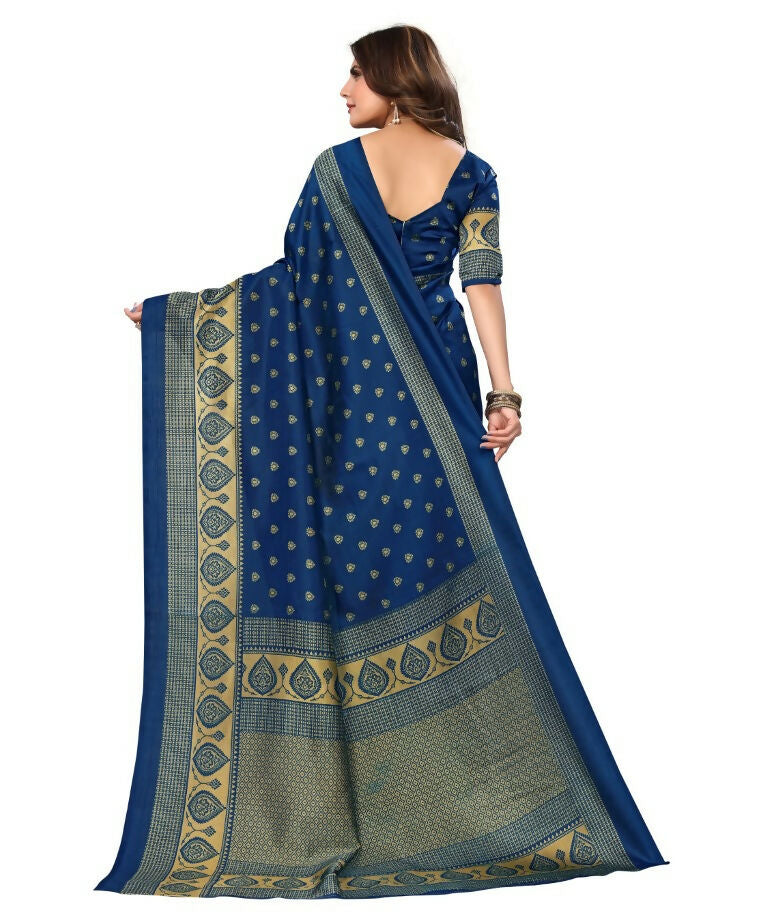 Vamika Blue Printed Art Silk Saree - Distacart