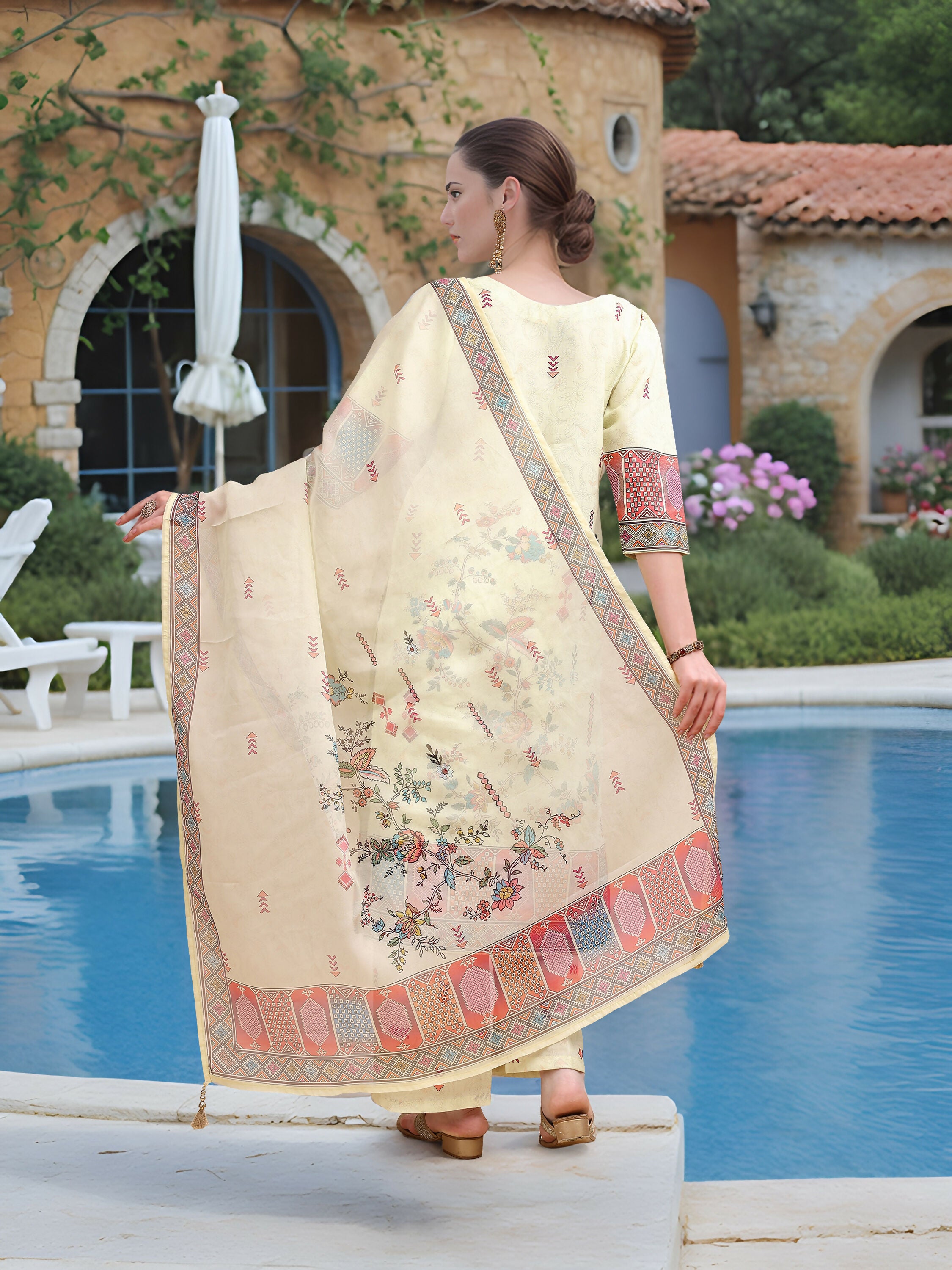 Joban Fashion Pista Position Digital Print With Position Foil Kurta Set