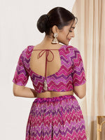 Thumbnail for Joban Fashion Purple Chiffon Padded Blouse With Square Neck Elbow Sleeves - Distacart