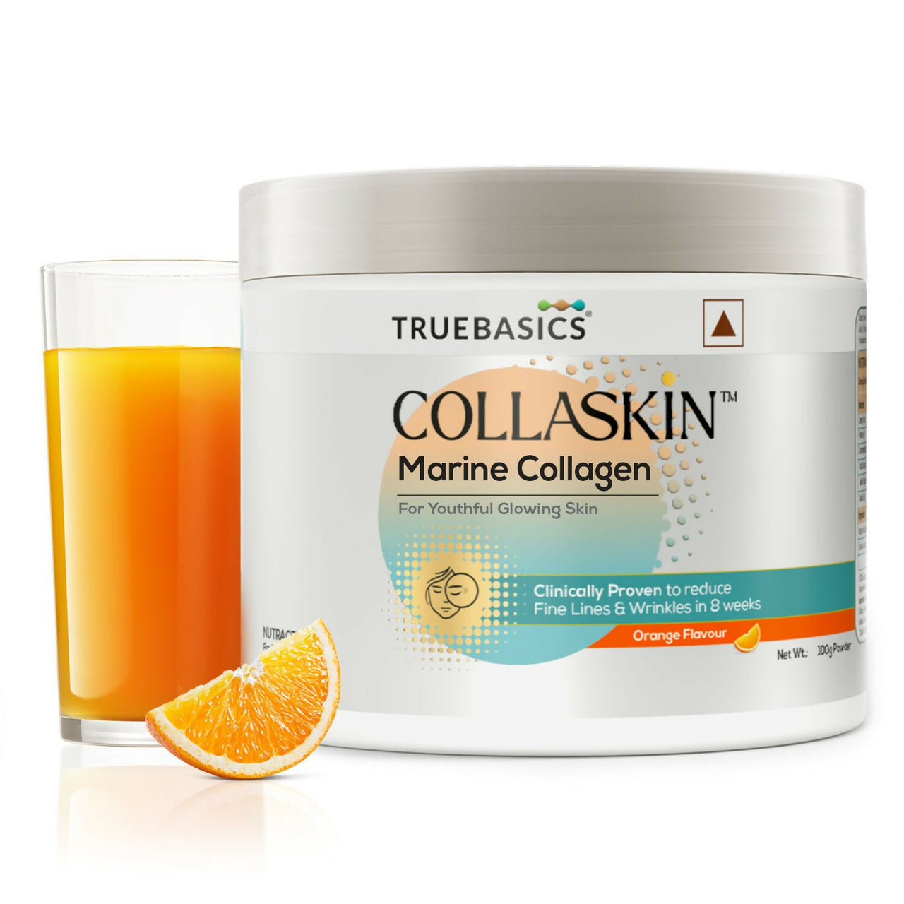 TrueBasics CollaSkin, Marine Collagen Peptides for Youthful Glowing Skin - Orange - Distacart