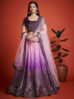 Thumbnail for Tulsi Art Captivating Purple Sequins Chinon Function Wear Lehenga Choli