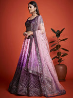 Thumbnail for Tulsi Art Captivating Purple Sequins Chinon Function Wear Lehenga Choli