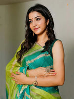 Thumbnail for Tulsi Art Charming Blue & Green Leheriya Printed Cotton Function Wear Saree