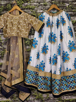 Thumbnail for Tulsi Art Off-White Flower Print Silk Wedding Lehenga Choli