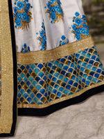 Thumbnail for Tulsi Art Off-White Flower Print Silk Wedding Lehenga Choli