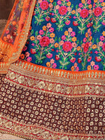 Thumbnail for Tulsi Art Blue Heavy Embroidered Silk Wedding Lehenga Choli