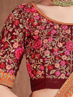 Thumbnail for Tulsi Art Blue Heavy Embroidered Silk Wedding Lehenga Choli