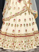 Thumbnail for Tulsi Art Cream Embroidered Silk Bridal Lehenga Choli