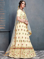 Thumbnail for Tulsi Art Cream Embroidered Silk Bridal Lehenga Choli