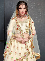 Thumbnail for Tulsi Art Cream Embroidered Silk Bridal Lehenga Choli