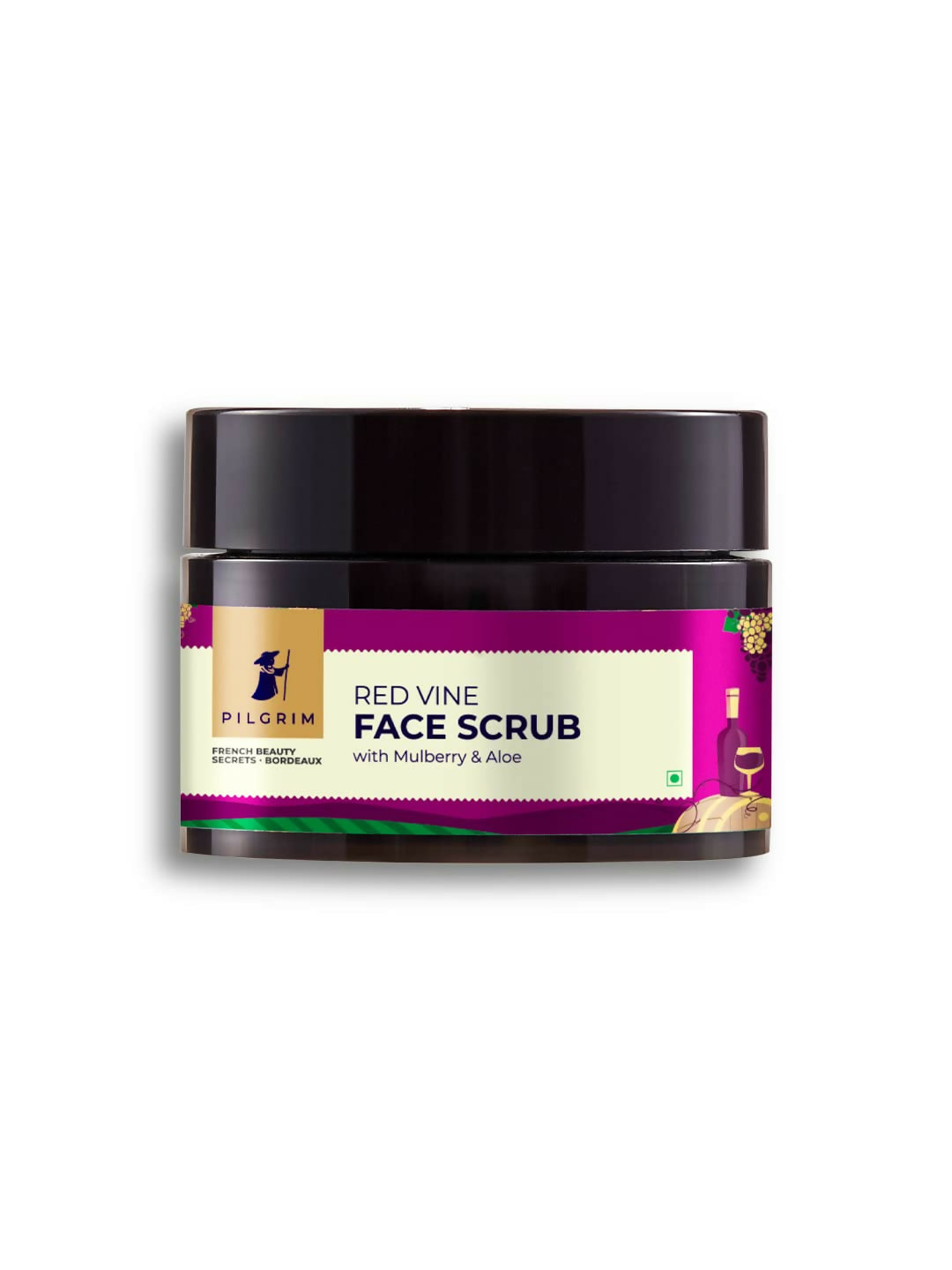 Pilgrim French Red Vine Face Scrub with Mulberry Extract & Aloe For Glowing Skin, Tan Removal, De-Pigmentation - Distacart