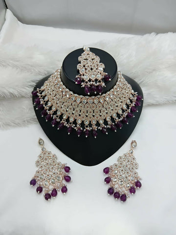Joban Fashion Women Purple Stone Work Necklace Set - Distacart
