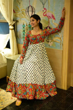 Thumbnail for Jyoti Fashion Women's Off White Heavy Digital Printed Cotton Silk Anarkali Dress - Distacart