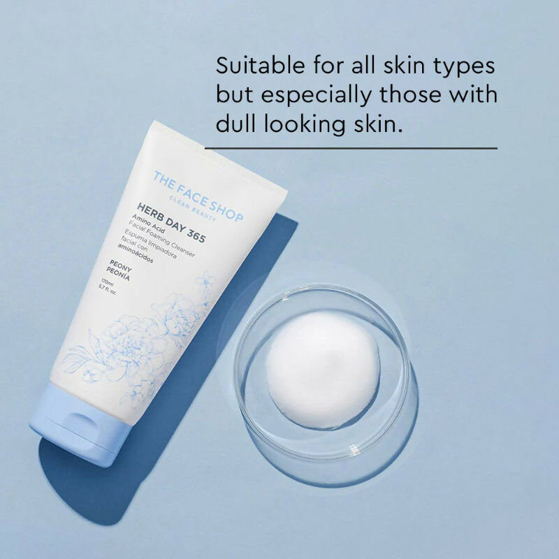 The Face Shop Herb Day Amino Acid Face Wash, Gentle Cleanser that Exfoliates & Brighten Skin - Korean Skincare - Distacart