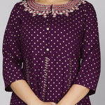 Thumbnail for Alvano Women' Stylish Anarkali Kurta with Pant and Dupatta for Women and Girls Rayon (Wine) - Distacart