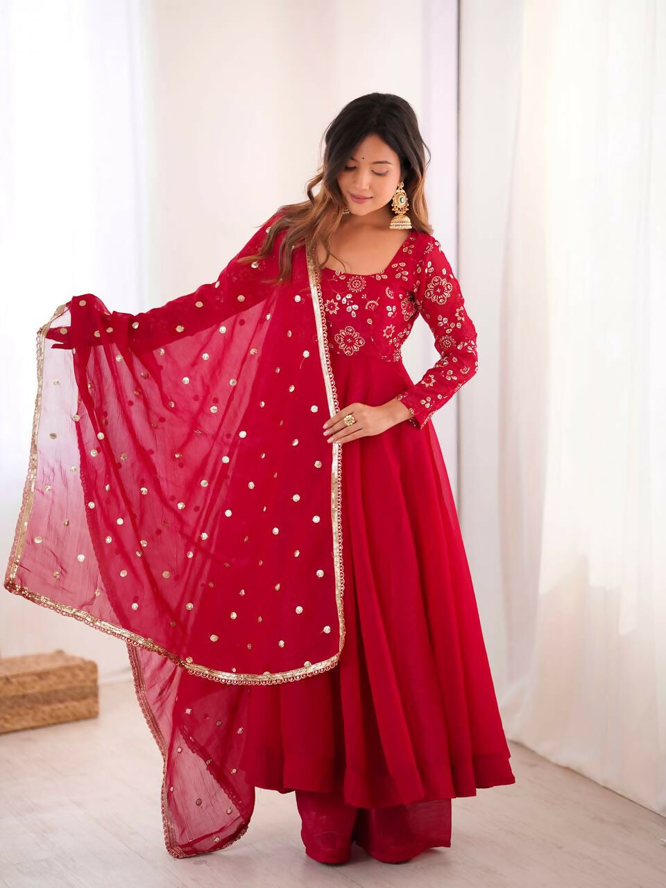 Teeya Creation New Trendy Stylish Elegant Finish With Full Flair Gown Set - Dista