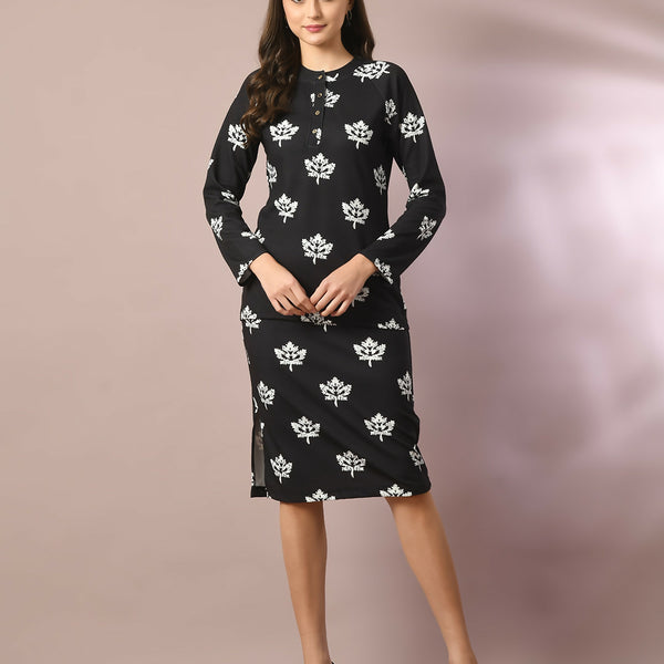 Myshka Women's Black Printed Knee Length Party Embellished Skirts - Distacart