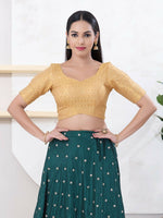 Thumbnail for Joban Fashion Gold Tissue Elbow Sleeveless Back Open Blouse