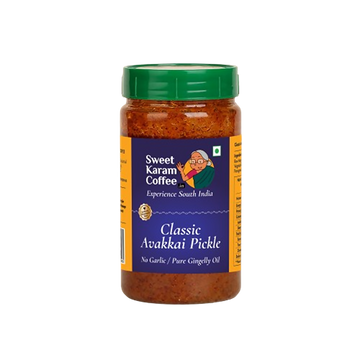 Sweet Karam Coffee Classic Avakkai Pickle (No Garlic Raw Mango Pickle) - Dista