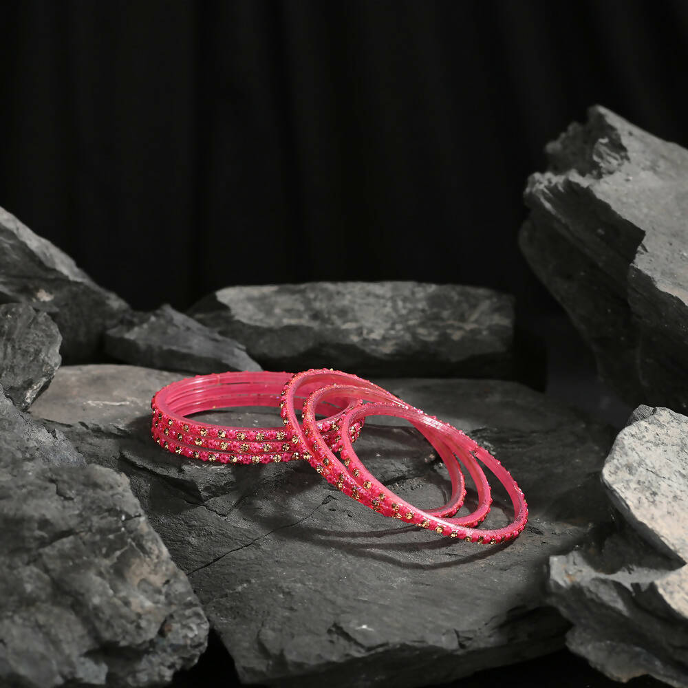 Afast Elegant Bridal & Wedding Party Fashion Bangle/Kada Set, Pink, Glass, Pack Of 12 Model No- A24 - Distacart