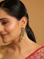 Thumbnail for Nuyug 22K Gold Plated Green Fern Earrings