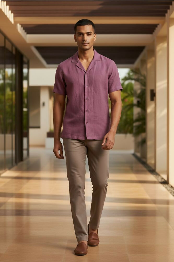Henna — Wine Linen Shirt by Hilo Design - Dista