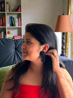 Thumbnail for Inhanns Handmade Crystal Water Fall Earrings - Short - Navy Blue - Distacart