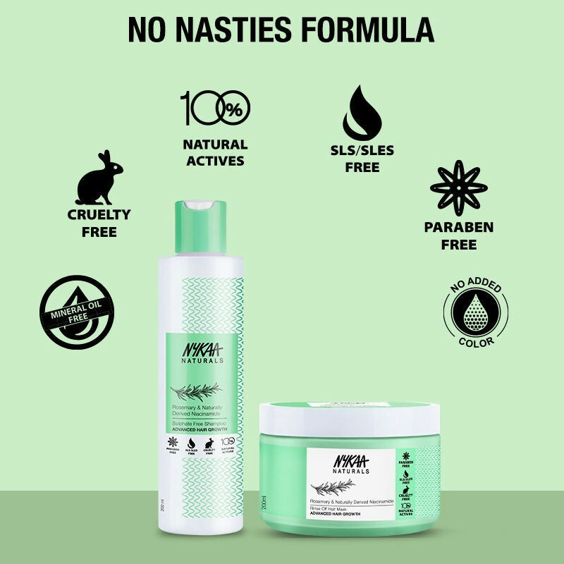 Nykaa Naturals Rosemary & Naturally Derived Niacinamide Shampoo + Mask Hair Growth - Distacart